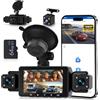 Hodozzy 1080P Dashcam Auto 360°, 4 Telecamere Anteriori e Posteriori, Visione Notturna IR, Schermo Tattile IPS 3, Registrazione in Ciclo, Sensore G, Visione Notturna, Assistenza alla Retromarcia
