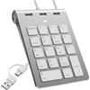 Bawanfa Plus Mini tastierino numerico USB C/USB A, tastierino numerico ergonomico con 3 porte USB 2.0, 18 tasti, tastierino numerico per laptop, desktop, notebook, PC