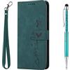 Grandoin Cover per Oppo Realme C55, Custodia in Pelle Magnetica Libro Flip Caso Portafoglio per Oppo Realme C55, Wallet Libro Case Flip Covers con Slim TPU Silicone Bumper (Verde)