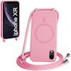 FMPCUON FNPCUON Cover Magnetica Silicone per iPhone XR con Cordino,Compatibile con MagSafe,Custodia con Laccio Collana Tracolla Collo Sottile TPU Antiurto Protettiva Case con Corda.Pink