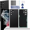 YHX-OU 6.8'' Copribatteria per Samsung Galaxy S22 Ultra 5G SM-S908B SM-S908U SM-S9080 Copri Batteria Sostituzione Posteriore Ricambio Posteriore Back Cover + Strumento di Installazione (Nero)