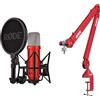 RØDE NT1 Signature Series Microfono a Condensatore + Braccio da Studio PSA1+ - Kit di Registrazione Professionale per Voce, Streaming e Podcast (Rosso)