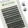 KEYYOULASH - Ciuffetti di ciglia finte a ciuffetti di ciglia stile manga con curvatura a D, 144 pezzi, 8-18 mm, extension per ciglia, volume naturale, fai da te a casa (KY04, D-8-18MIX)
