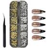 LunarCharm Goldene Ciondoli per Unghie, Nail Art a Stelle/Luna, Ciondoli in Metallo, Borchie 3D in Lega, Gioielli per Unghie, Accessori Decorativi per Unghie Fai-da-te, Charms per Unghie
