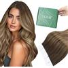 Ugeat Extension Capelli Veri Biadesivo Castano Scuro Dorato 30 cm Extension Capelli Biadesivo Veri Biondo Dorato Effetto Volume Remy Corti Lisci 20pz 30grammi 4/10/16