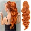YEESHEDO Extension per capelli a coda di cavallo, con cordoncino, lunghezza ondulata, arancione, parrucca naturale afro riccia per treccia