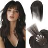 MY-LADY Topper Capelli Veri Donna Handmade Frangia Aria Clip Capelli Veri Nero Naturale 19g Base Lace Ultraleggero