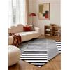 Elle Decoration Flux - Tappeto di lana geometrico a righe, 100% lana, tessuto a mano e naturale, moderno, in fibra naturale, per soggiorno, camera da letto, colore bianco e nero, 120 x 180 cm