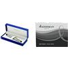 Waterman S0952060 Penna Stilografica, Pennino Medio, Colore Metallica con Finiture Cromate, Confezione Regalo + S0110850 Due Cartucce di Inchiostro, Confezione da 8, Nero