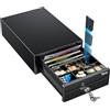 Tera Piccola cassetta portavalori regolabile: 20,8 × 30 × 9,8 cm con 4 scomparti per banconote, 6 scomparti per monete, 2 chiavi RJ12 connettore per sistema di cassa POS al dettaglio Supermercato 208
