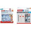 Tesa Powerstrips Deco 5 Ganci Trasparenti + 8 Strisce Biadesive Rimovibili & Chiodo Adesivo Regolabile da 1kg per Carta da Parati ed Intonaco, Bianco, Set di 2 Pezzi