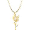 Sofia Milani - Collana da Donna in Argento 925 - Placcata in Oro con Pietra Zircone - Ciondolo a Fiore di Rosa - N0815