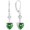 JO WISDOM Orecchini Pendenti Cuore Argento 925 Donna con 3A Zirconia cubica Può Birthstone Colore Smeraldo