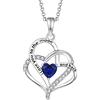 JO WISDOM Collana Cuore Argento 925 Donna,Ciondolo con Catena Inciso con I Love You to The Moon and Back Zirconia cubica 3A Settembre Birthstone Colore Zaffiro