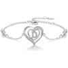 Cosie Lily Bracciali Donna, Argento 925 Bracciale con Iniziale Cuore A-Z Gioielli, Regalo Compleanno San Valentino Natale, Regali Per Mamma Fidanzata Coppia Amica Lettera Braccialetto D