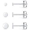 CERSLIMO Orecchini a perno in argento Sterling per donne, uomini e ragazze, set di 3 paia piccoli orecchini forma piatto, rotondi disco, cartilagine, trago, elica (2 mm/3 mm/4 mm)