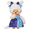 MONCHHICHI Bambola Monchhichi da 20 cm con vestito a stelle e strisce e due codini