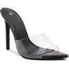 Shion ShaaYii Sandali da donna trasparenti a punta con tacco a spillo cinturino trasparente tacchi alti slip on muli da donna, nero, 36 EU