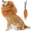 NEWBEA Costume da criniera da leone per cani, parrucca realistica e divertente per cani di taglia media e grande, criniera per Halloween (coda marrone)