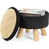OGEMXU Pouf contenitore, piccolo pouf rotondo con contenitore, poggiapiedi in velluto con gambe in legno, poggiapiedi per sedia, poggiapiedi in morbida spugna per soggiorno, divano, camera da letto