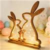 YOUYIKE YOUYIEK Coniglio Pasquale, Coniglio Legno Decorazioni Pasquali con LED Luci a Stringa in Piedi, Primaverile Idee Regalo Pasqua La Tavola Centrotavola Decorativo Casa Addobbi