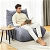 RelaxRelife Pouf in schiuma ad alta densità, divano da pavimento in ciniglia con schienale, poltrona da lettura per interni, divano lazzy per soggiorno e camera da letto (Grigio)