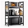 DWDHYEAN Scaffale Cucina Estensibile Mensola Microonde Scaffale da Cucina, Ripiani per Microonde con 6 Ganci, Mensola Cucina per Mettere Piatti e Ciotole