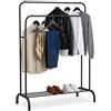 Relaxdays Appendiabiti Doppio in Ferro Nero con ripiano, 146x110x56 cm