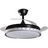 DRW Lampada Ventilatore da soffitto nero con glitter con pale retrattili 3 colori di luci e telecomando Ø106x36-53 cm Lampada:ø45 cm
