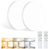 Swoieltr Plafoniera LED Soffitto Dimmerabile 24W [2 Pezzi] Lampada da Soffitto con Telecomando 3000K-6500K Plafoniera Bagno IP44 Impermeabile Ø28CM 2000LM Lampadario LED Moderna per Cameretta Cucina Soggiorno