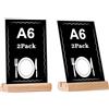 EACHPT Espositore Plexiglass A5,2 Pezzi Espositore da Tavolo in Acrilico con base in Legno Massello,Doppio slot per schede inclinato Verticalmente A5 Verticale,Porta Menu da Tavolo