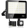 LAMLAMCK Faretto LED da Esterno Con Sensore Di Movimento 50W - 5000LM 6500K Bianco Faro LED Esterno Con Sensore Movimento, IP66 Impermeabile Luce Di Sicurezza per Cortile, Giardino, Garage