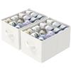 GUOHNHE Scatole per Scarpe, Adatto a 24 Paia, Shoes Organizer per Guardaroba, Scarpiera Salvaspazio Pieghevole, Portascarpe con 3 Maniglie, 42 x 32 x 26 cm, Bianco Avorio, XSNX02W-2