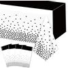 Hegbolke Confezione da 4 tovaglie bianche e nere - Tovaglia rettangolare impermeabile con pois neri 220x130cm per matrimoni, compleanni, Halloween, prime comunioni, baby shower, lauree