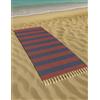 Vico Casa® Telo mare VERSILIA 90x170cm, asciugamano mare in cotone con disegno a righe/Telo spiaggia, piscina, sauna/Blu e Rosso