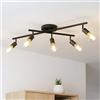 LVWIT Faretto LED Interno Nero, Lampadario Faretti con 5 Attacco E27, Faretti Soffitto Moderna, Faretti Orientabili per Barra, Salotto, Cameretta, Cucina,Corridoio Illuminazione (Senza Lampadina)