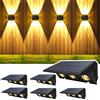 Delaiglow Lampade Solari da Esterno Alto e Basso Luce Solare LED Esterno Bianco Caldo Applique da Esterno Solare Impermeabilità IP67 6 Pezzi per Giardino Recinzione Muro