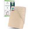 Sensalou Lenzuolo Con Angoli Impermeabile 60 x 120 cm Beige - Coprimaterasso con Superficie in Spugna per Lettino Neonato e Letto Bambino - Traspirante Silenziosa Certificato Oeko-Tex Dermatest