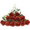 Laelfe 12 Pcs Rose Finte per Decorazioni, Bouquet Fiori Finti di Rosa con Steli Lunghi, Rose Artificiale per Composizioni di Nozze Casa Giardino Partito Decorazioni Floreali (Arancione)