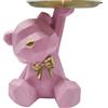 Tongyixin Kawaii Orso Scultura Decorativa con Vassoio Portagioielli, Adatto per piccoli oggetti come chiavi, cosmetici, gioielli, ecc., Decorazioni in resina a forma di orso (Rosa)