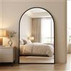 BEAUTYPEAK Specchio a Muro Curvo con Nero, 120x80 cm. Telaio in Lega di Alluminio Resistente alle Rotture. Specchio da Bagno, Può Essere Appeso o Appoggiato alla Parete. Specchio da Appoggio per