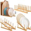 Xinxinphi 4 Pezzi Scolapiatti Appoggio, Portapiatti Armadietti Bambu, Supporti Taglieri Cucina, Porta Piatti Salvaspazio, Supporto Legno per Coperchi Pentole, Tazze, Ciotole, Libro, CD, Bicchiere Vino(5,8 Slot)