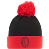 A.C. Milan AC Milan Berretto Invernale, Berretto Caldo con Logo Ufficiale AC Milan, da Uomo o Donna, Unisex, Nero/Rosso (Pom Pom)