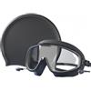 Vyloky Occhialini da nuoto con visione (da -7.0 a 0), antiappannamento e morbido silicone, con cappuccio da nuoto, scatola (uomo/donna) (nero, -4.00dpt)