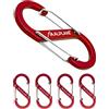 ALPLAKE ® - Set di 4 moschettoni in materia, doppi moschettoni, micro moschettoni, forma a S, 88 x 40 mm, rosso
