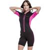 UNCLE.XIA Muta da donna a maniche corte in neoprene, 2 mm, con cerniera anteriore, per immersioni, surf, nuoto, snorkeling