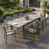 MIlani Home TRIUMPHUS - set tavolo in alluminio e polywood cm 180/240 x 100 x 73 h con 8 poltrone Xanthus