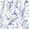 VEELIKE Carta da Parati Foglie Blu Vintage Carta Adesiva Fiori Blu Bianca Botanica Fotomurali Carta Adesiva per Mobili Fantasia Carta da Parati Floreale per Camera da Letto Mobili Bagno 44,5cm x 300cm