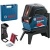 Bosch Professional Livella laser multifunzione GCL 2-15 (laser rosso, da interno, con punti a piombo, 15 m, 3 pile AA, supporto ruotabile RM 1, pannello di mira, custodia protettiva, valigetta)