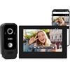FTes RFKits Videocitofono a 2 Fili, con Schermo da 7Pollici,Tuya WiFi,HD 1080P Telecamera-Grigio,Visione Notturna a Infrarossi,Rilevamento del Movimento,Sblocco Tramite APP Intelligente/Scheda RFID
